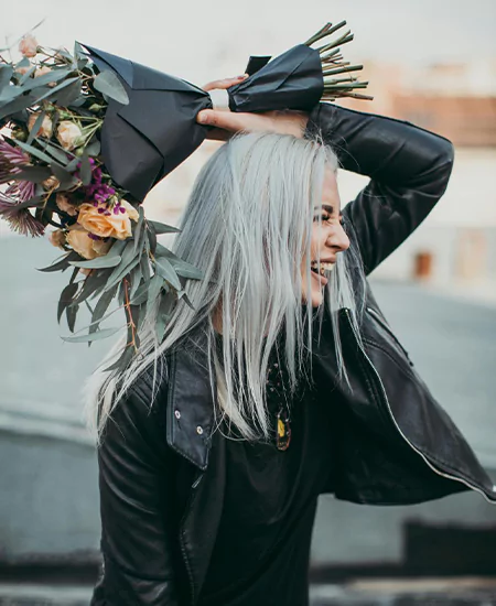 3a grey haired women